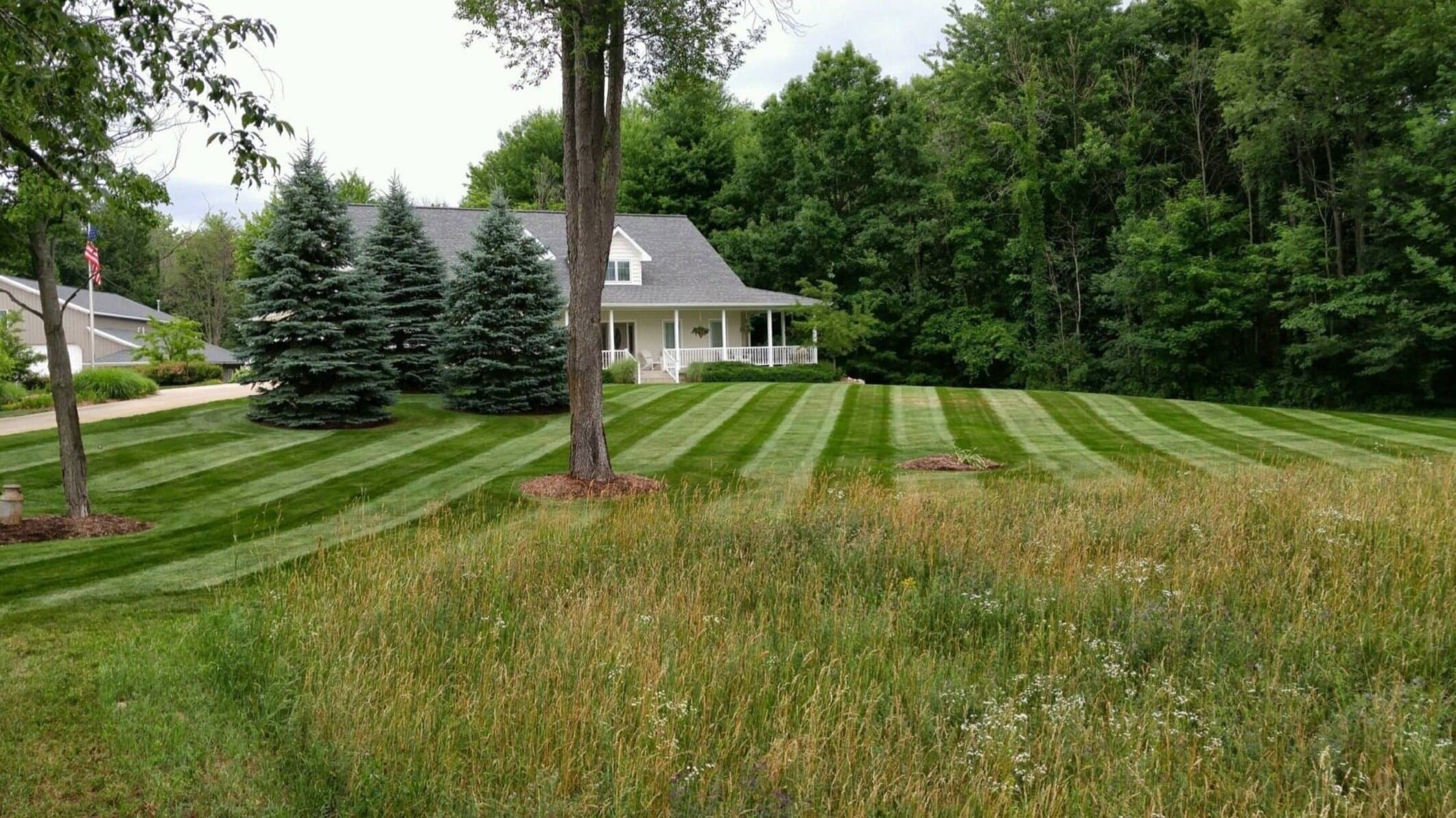 OUTLAND Commercial fresh mow lines on a residential lawn in Waukesha County